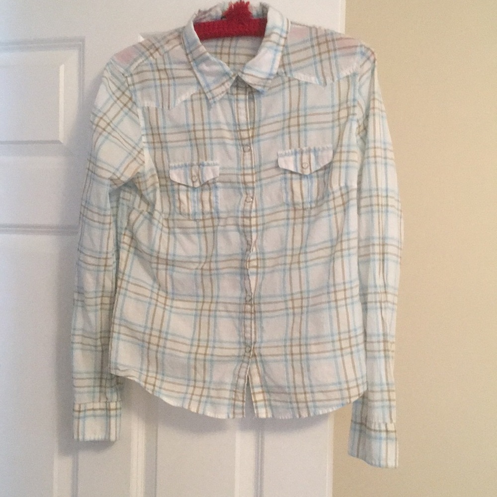 Ladies long sleeve plaid shirt